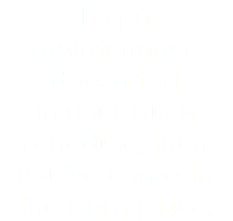 If spa maintenance doesn’t fit  in your busy schedule, then  you've come to the right place.